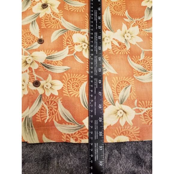 Tommy Bahama Mens Medium Terracotta Floral Hawaiian‎ 100% Silk Shirt - Picture 7 of 9